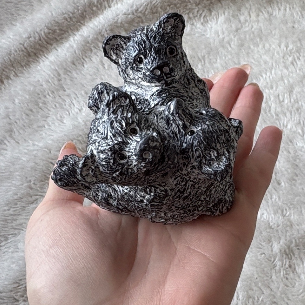Vintage Edmund Wolf Jr. Soapstone Bear Trio Sculpture 🪨 Hand-Carved Canada | - Picture 7 of 7